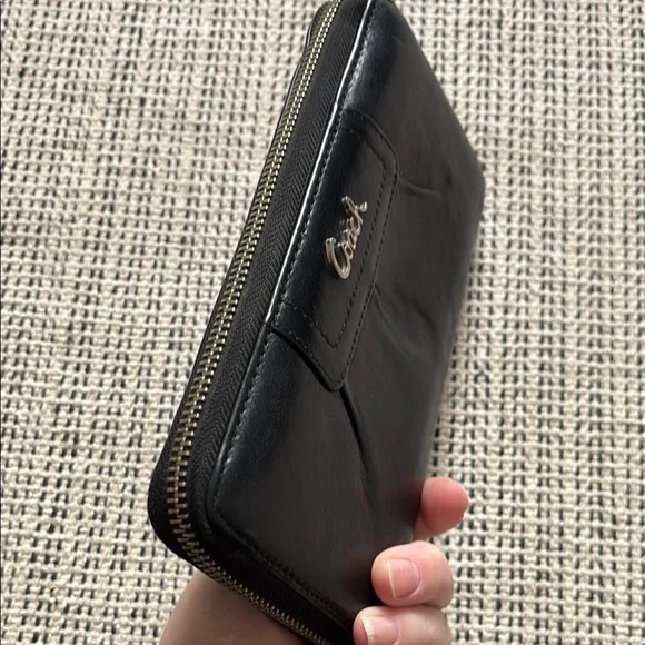 Coach Black Full Zip Leather Wallet - Picture 5 of 8